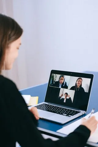 People on a video call consultation